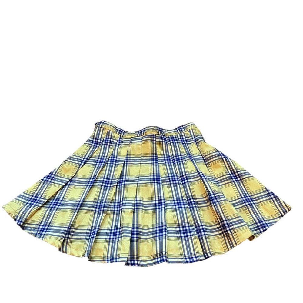 Sugar Thrillz Dolls Kill Frenemies Forever Plaid Skirt Yellow Plaid Clueless M - Picture 3 of 8